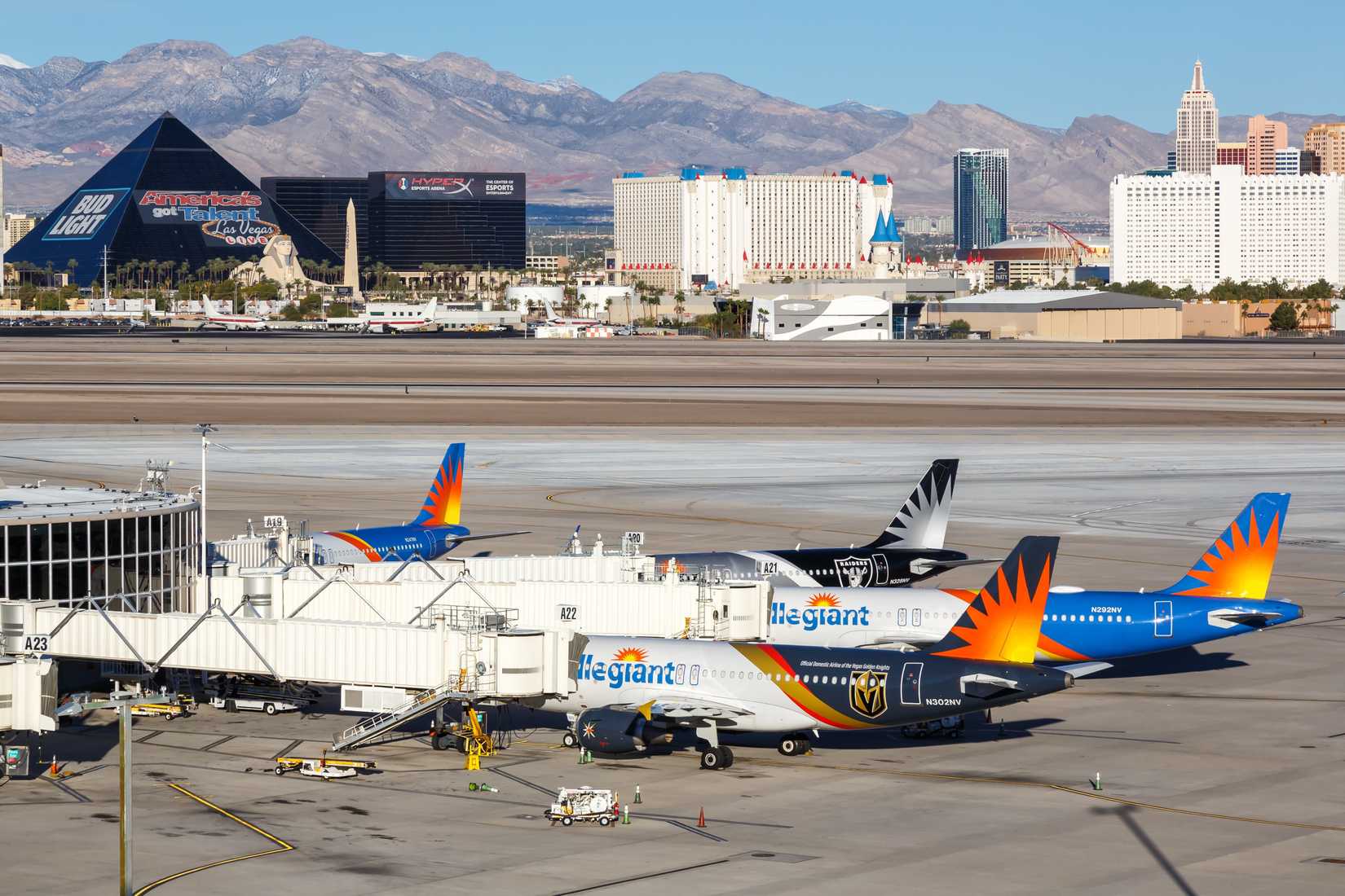 Allegiant Air aircraft at the gate in Las Vegas