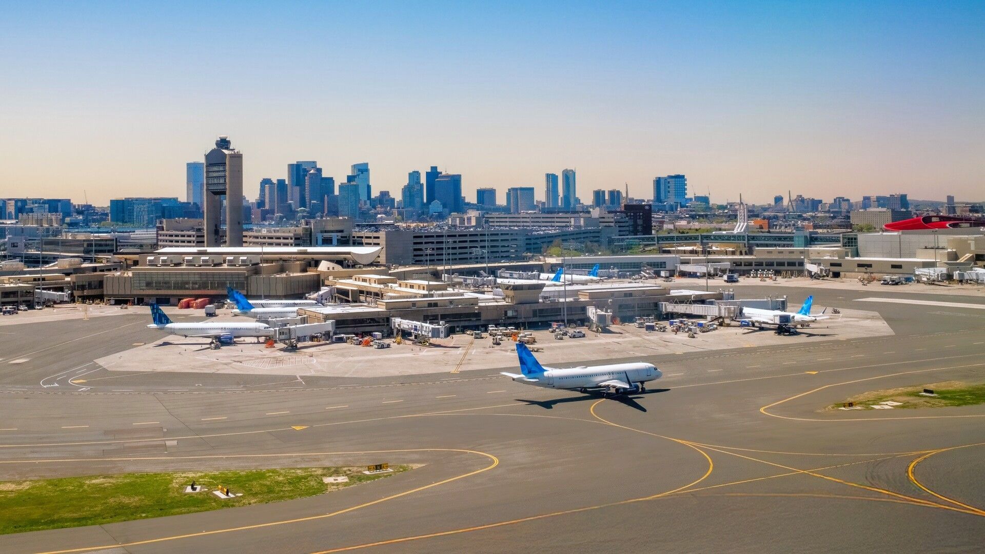 Overhead shot of Boston Logan International Airport