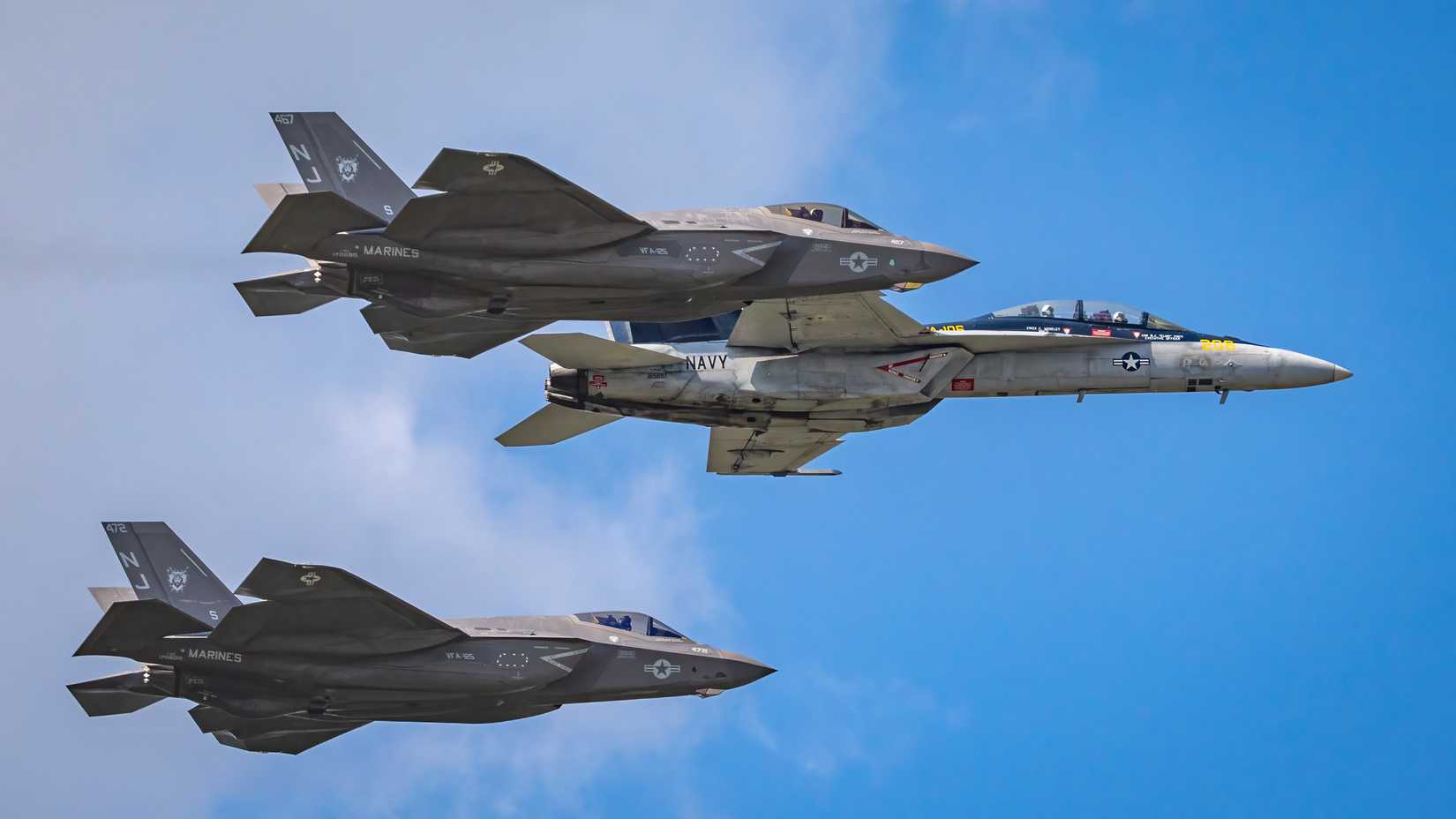 US Navy And Marines Aircraft Flying In Formation