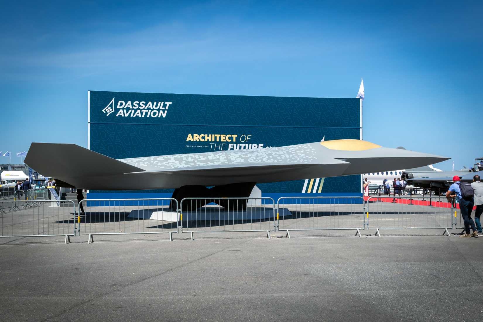 Mock-up of the Future Combat Air System (FCAS) by Dassault Aviation, Airbus and Indra Sistemas at Paris Air Show. 18 June 2025
