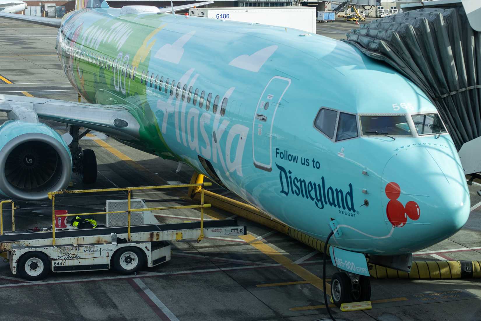 The Mickey's Toontown Express, a special Disney themed Boeing 737-800 operated by Alaska Airlines