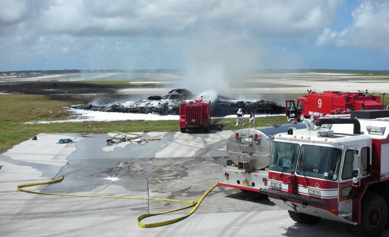 The wreckage of the Spirit of Kansas at Andersen AFB in 2008.