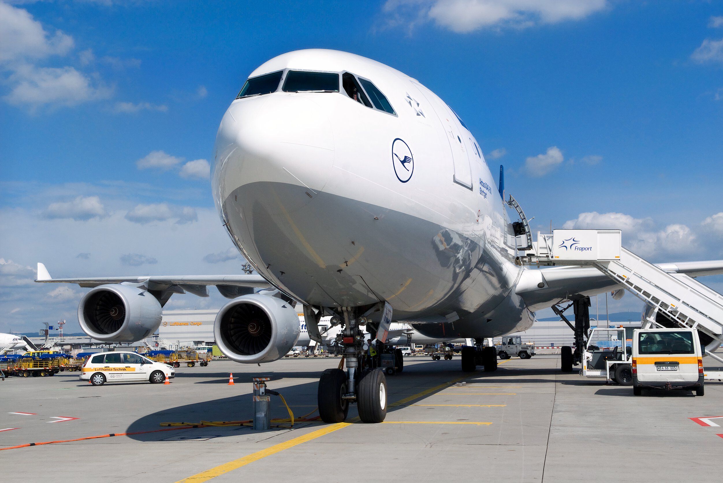 Lufthansa Airbus A340-600 aircraft on the ground.