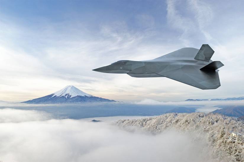 A render of a GCAP Tempest flying past Mount Fuji, Japan.webp