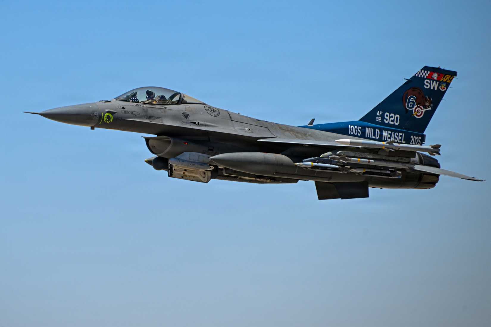 A U.S. Air Force F-16 Fighting Falcon aircraft takes off from a base in the U.S. Central Command area of responsibility June 19, 2026.