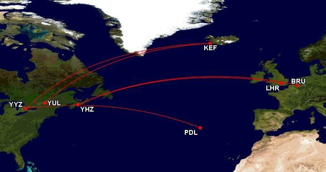 Air Canada Rouge MAX 8 Strecken