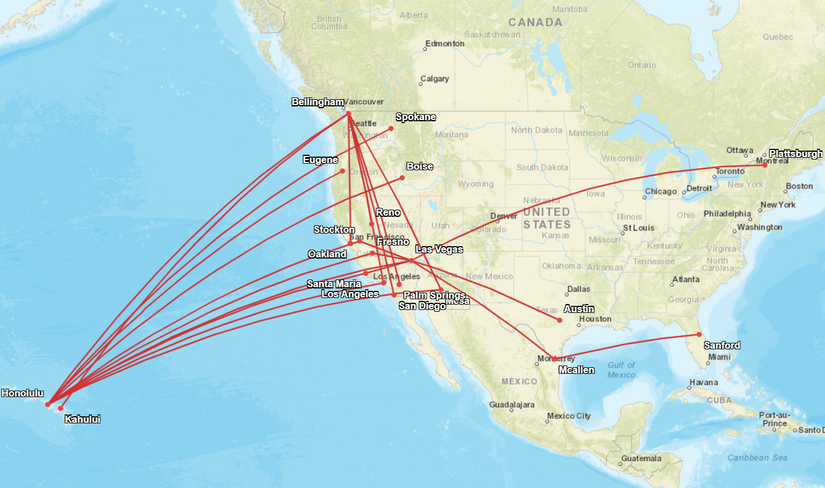 Allegiant 757 Routes