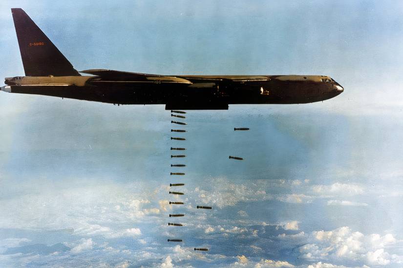 A photo of a B-52 dropping a bomb.