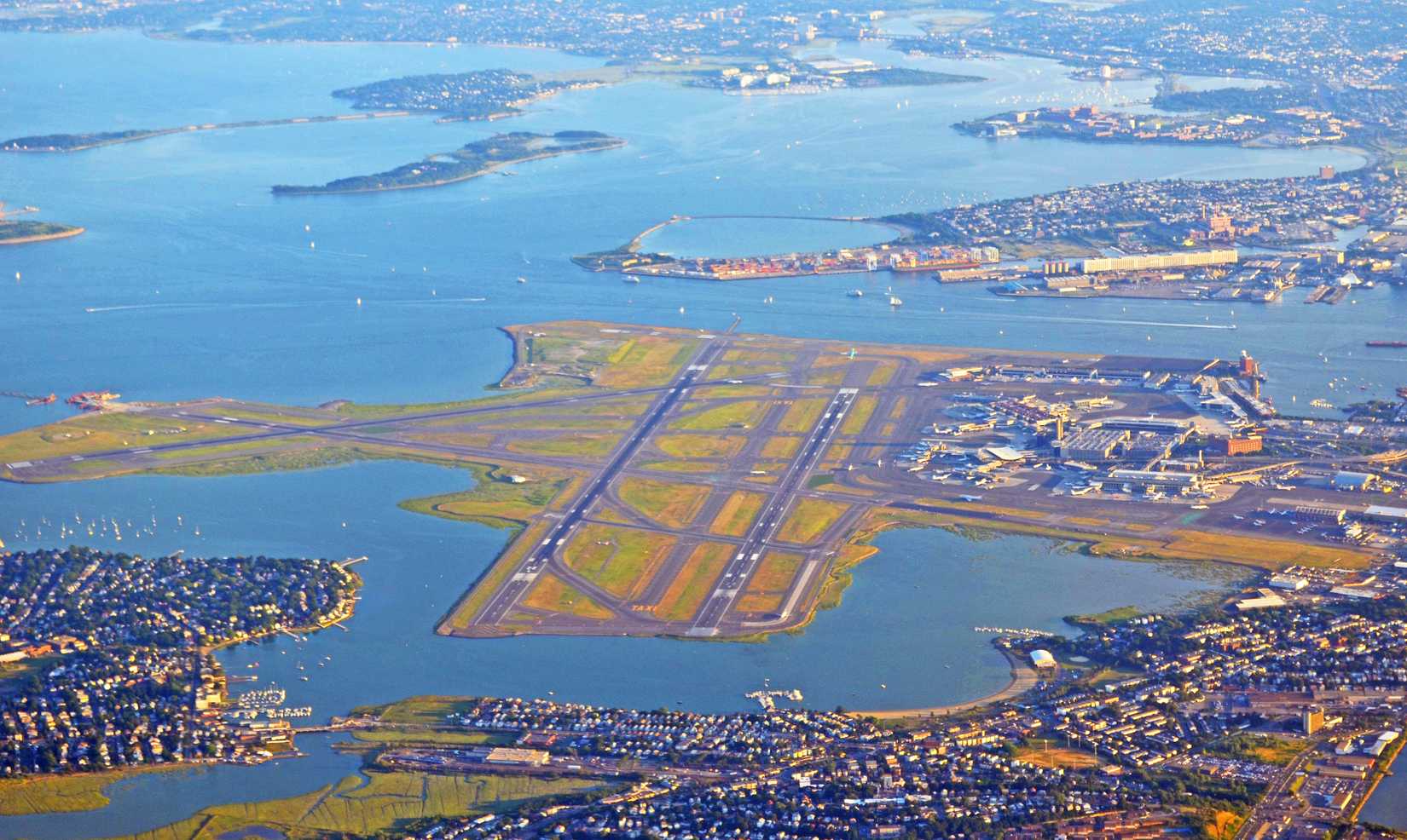 Boston's Logan airport aerial view
