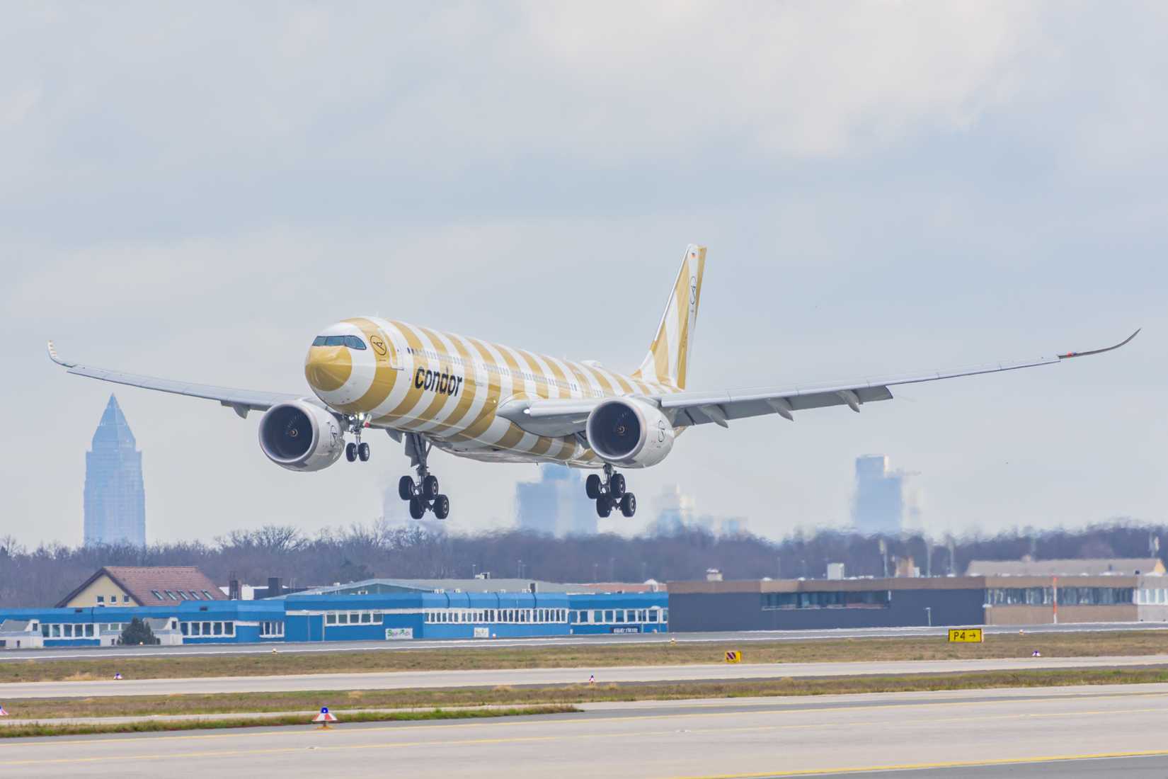 Condor Airlines Airbus A330-900 is landing at Frankfurt International Airport