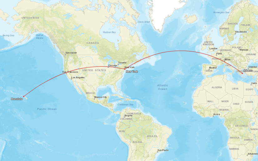 Delta 2 Longest 767 Routes Map