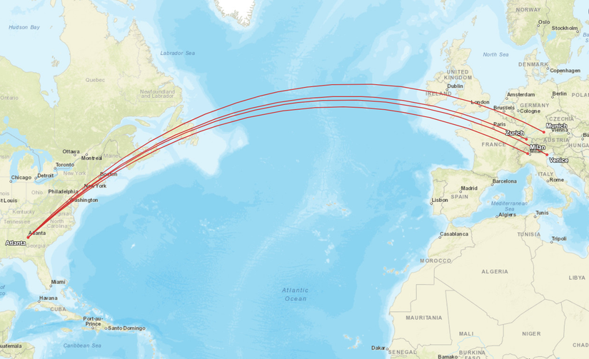 Delta Longest 767 Routes Atlanta Map