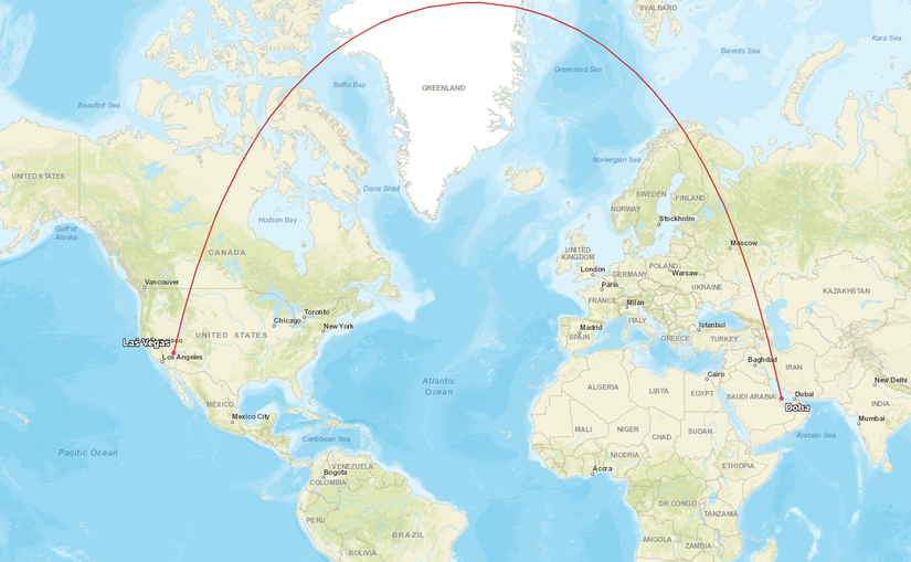 Doha Las Vegas Route Map