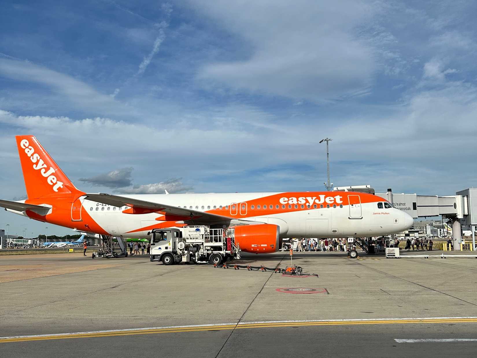 easyJet Airbus A320 parked at London Gatwick