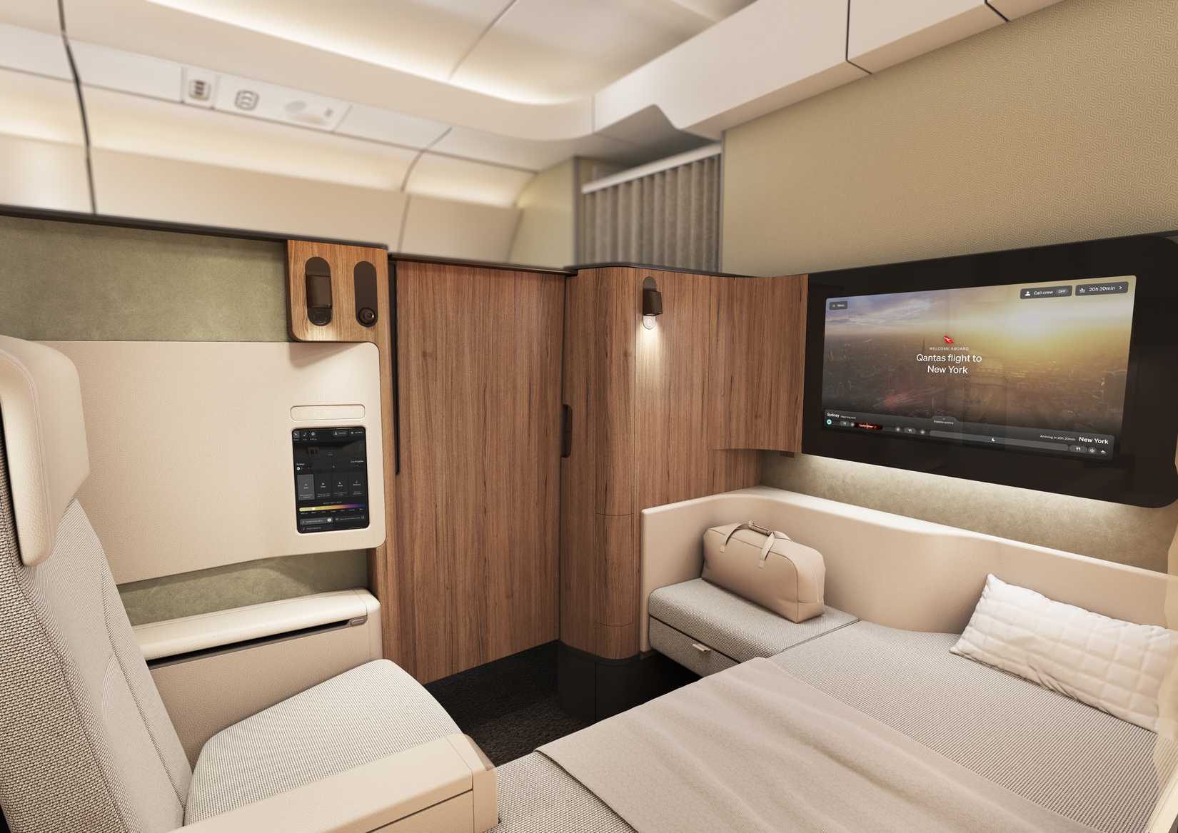 Qantas Airbus A350-1000ULR First Class render