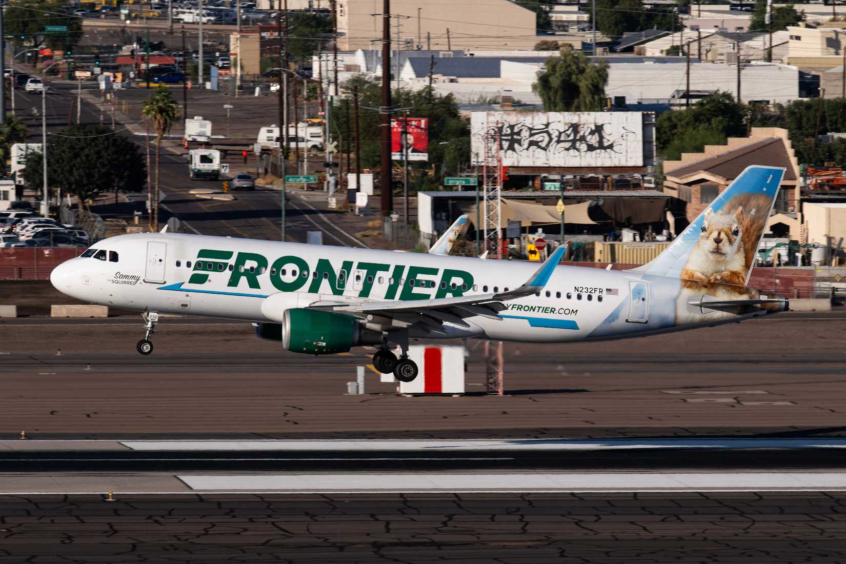 Frontier Airlines aircraft about to land