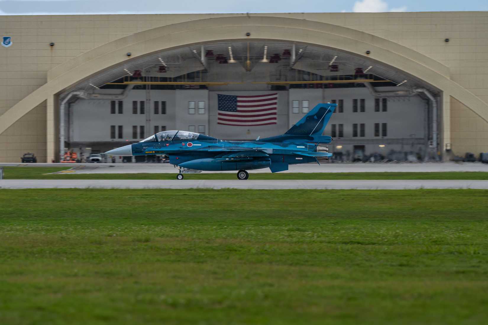 Japan Air Self-Defense Force F-2 taxis on Andersen Air Force Base, Guam, June 24, 2026 in support of VALIANT SHIELD 2026