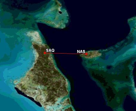 Nassau to San Andros route map