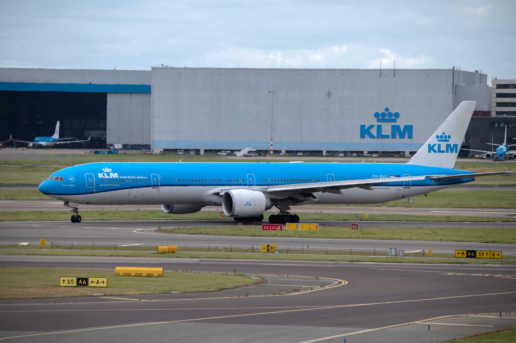 oeing 777-306ER KLM Airplane At Schiphol Airport