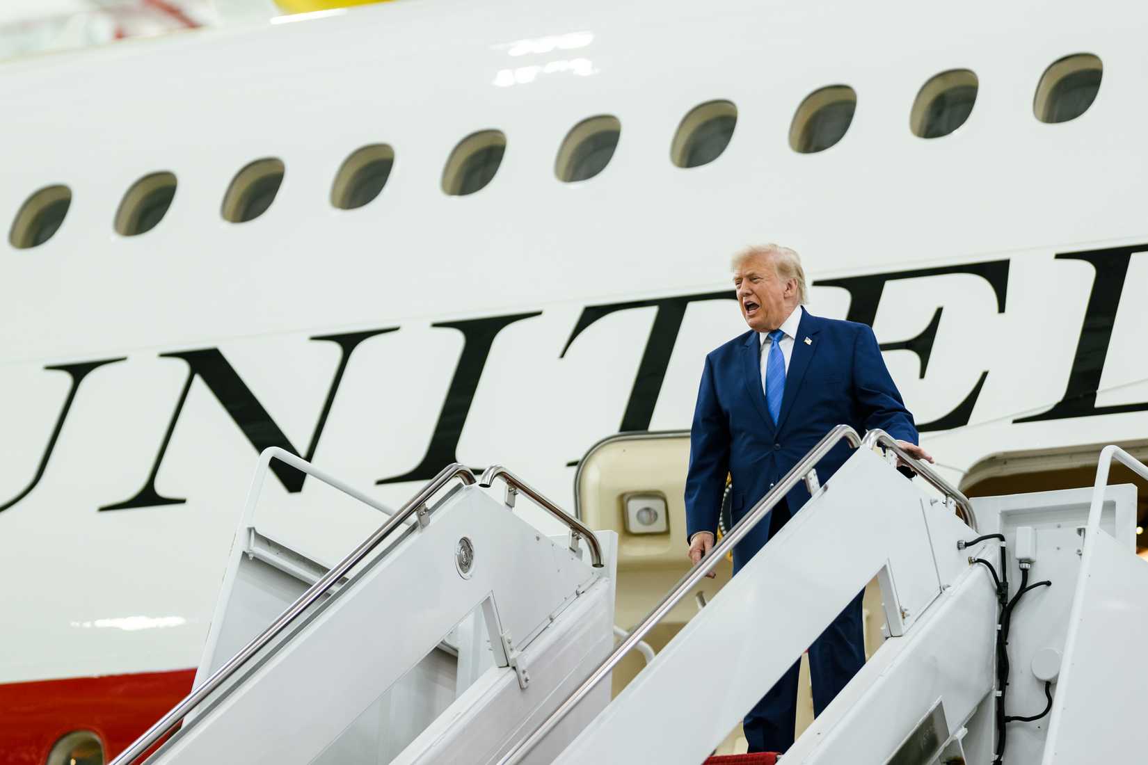 President Donald J. Trump tours the new Air Force One at Joint Base Andrews.