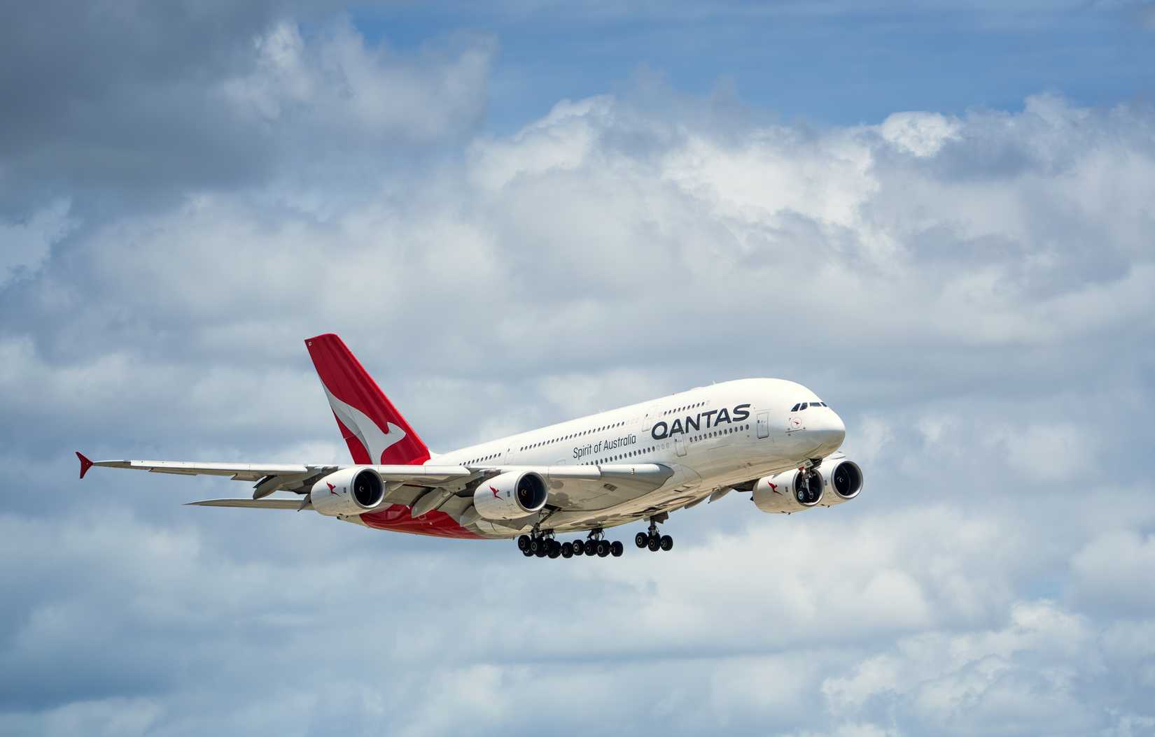 Qantas Airbus A380 in sky