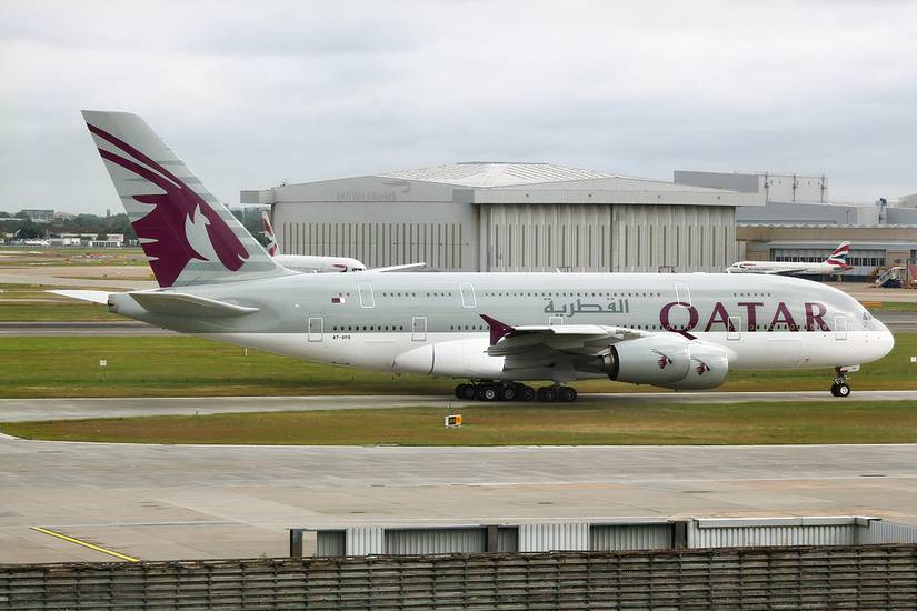 Qatar Airways A380 at Heathrow