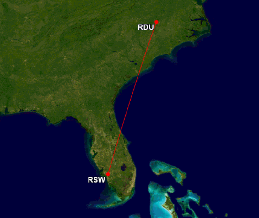 Raleigh to Fort Meyers Route Map