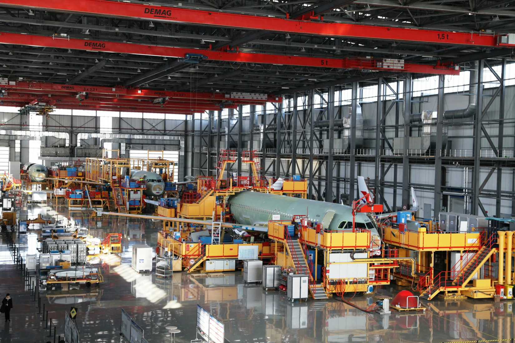 Airbus A320 family being assembled in factory