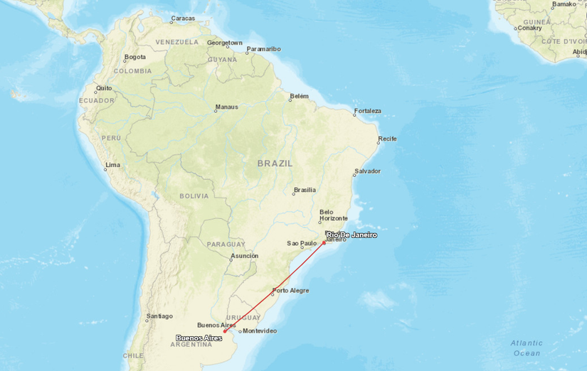Rio de Janeiro Buenos Aires Route Map