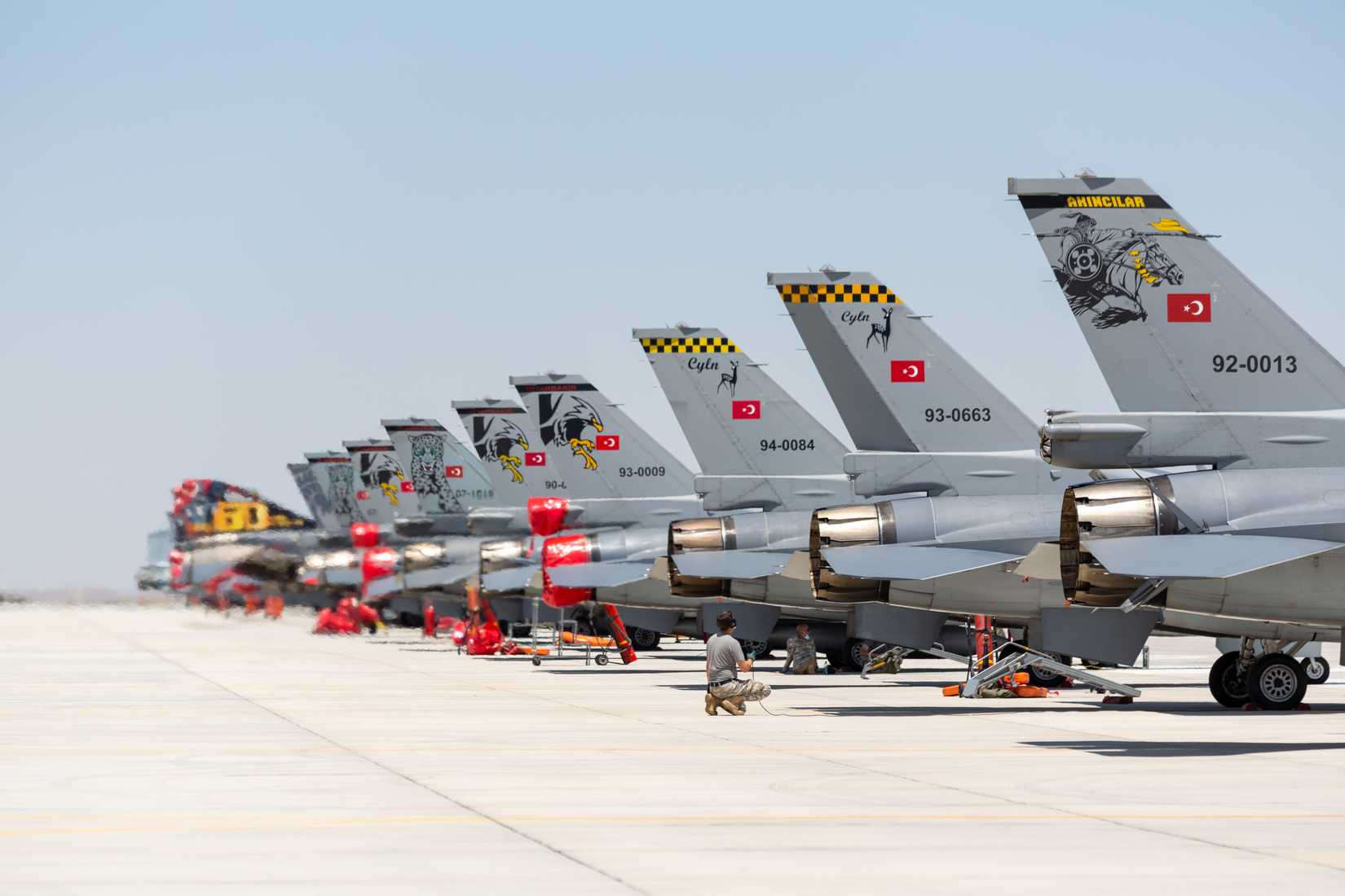 turkish air force f-16 tails lined up