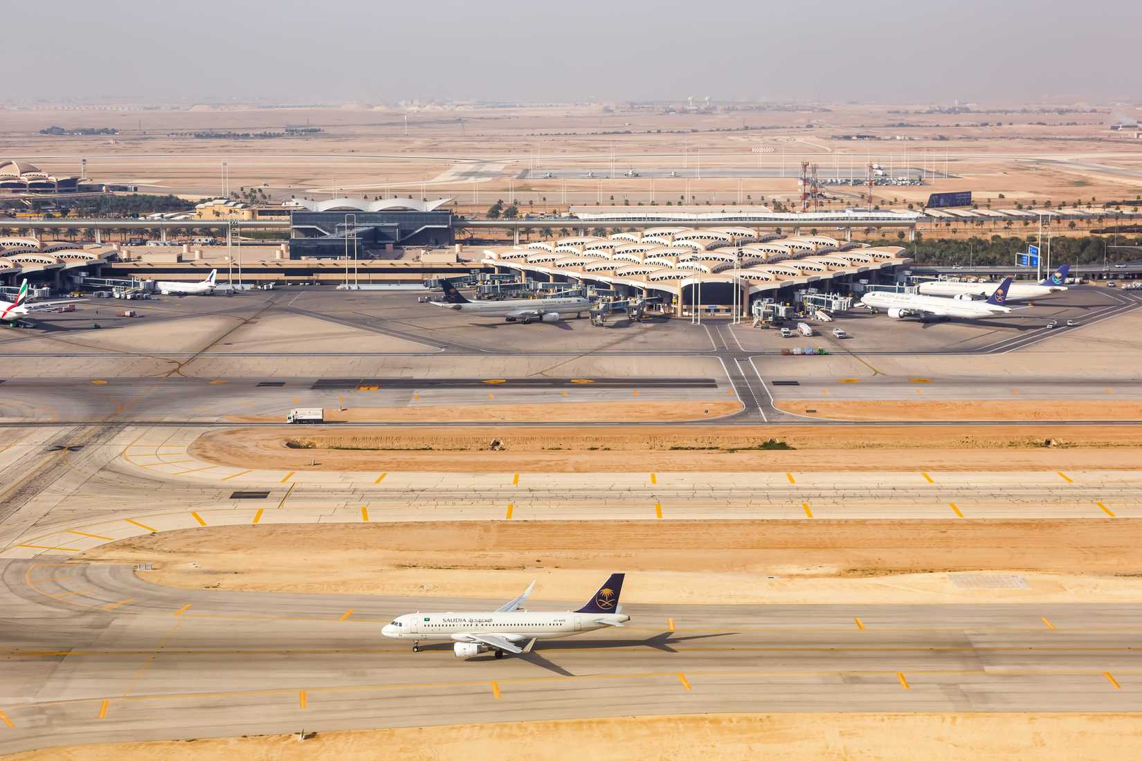 Aerial view of International Airport in Riyadh, Saudi Arabia.