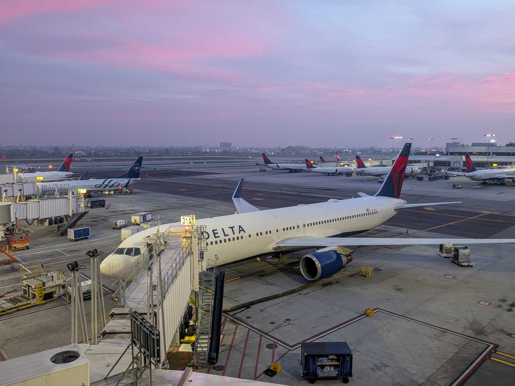 Delta Planes Parked In Low Light