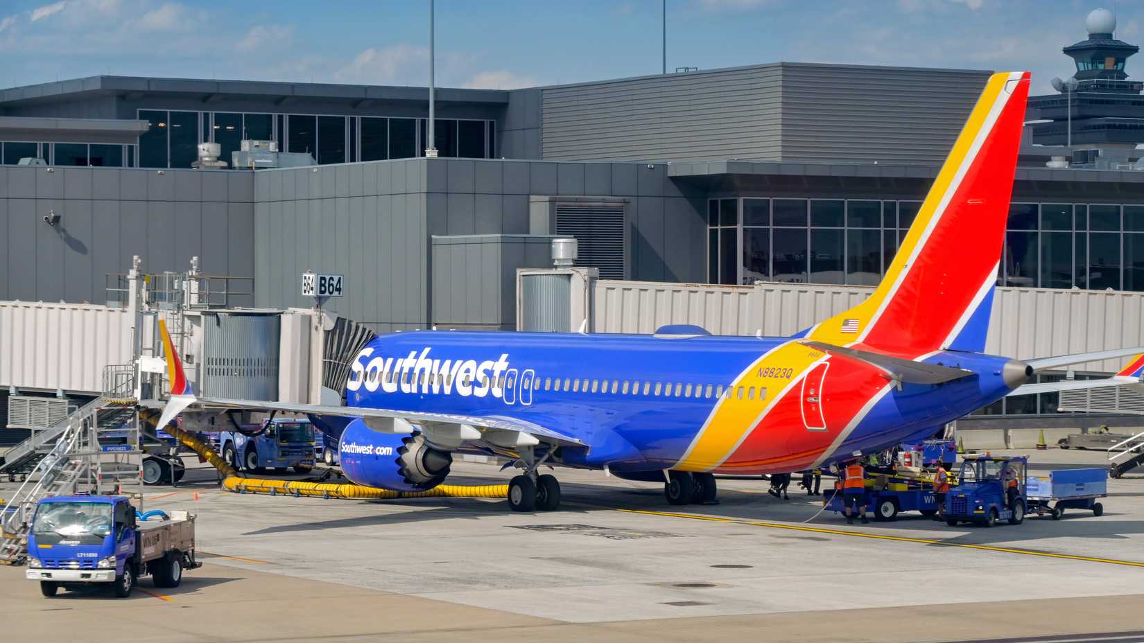 Southwest 737 parked at Dulles