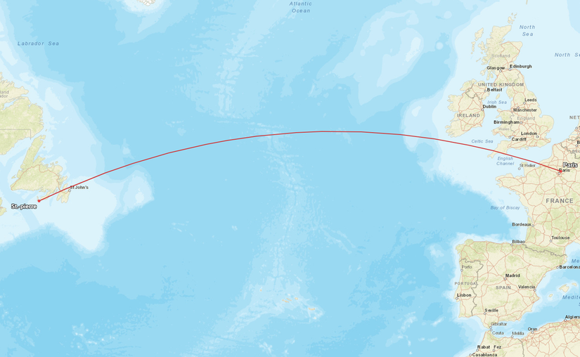 St Pierre Paris Route Map