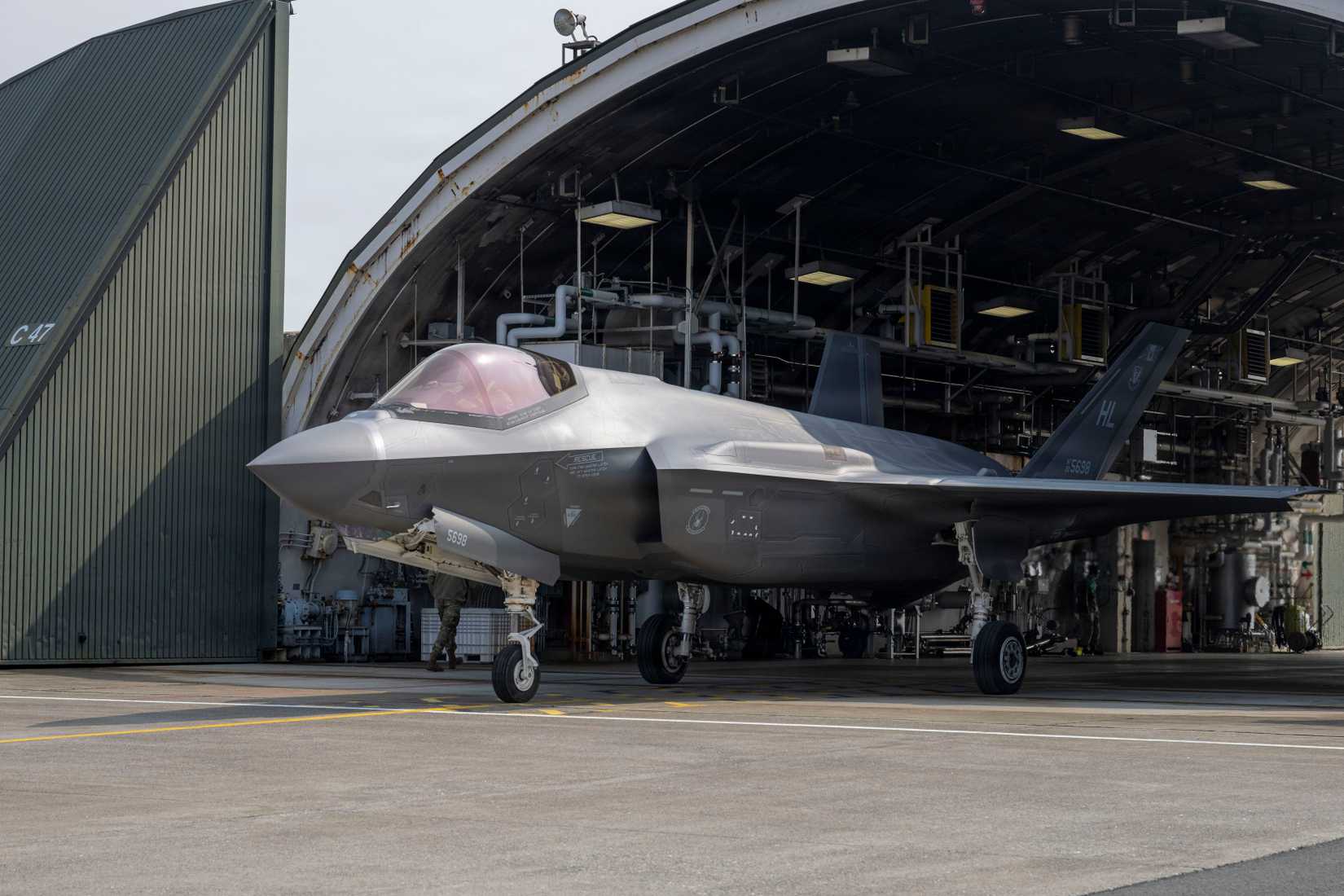 The F-35 first aircraft arrival at Misawa Air Base, Japan, March 28, 2026.