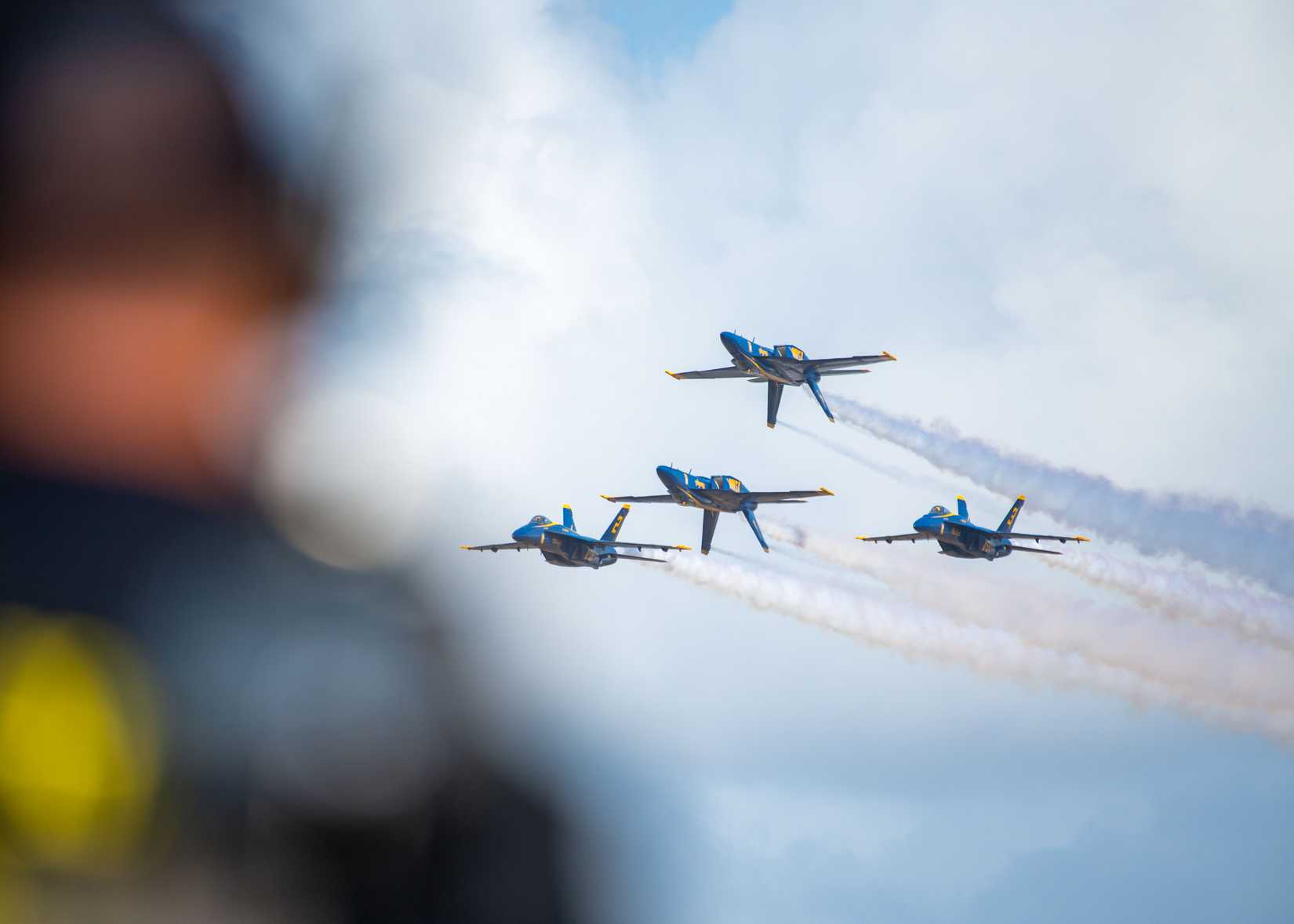 The Naval Flight Demonstration Squadron, the Blue Angels’ perform at the Blue Angels Homecoming Air Show, in Pensacola