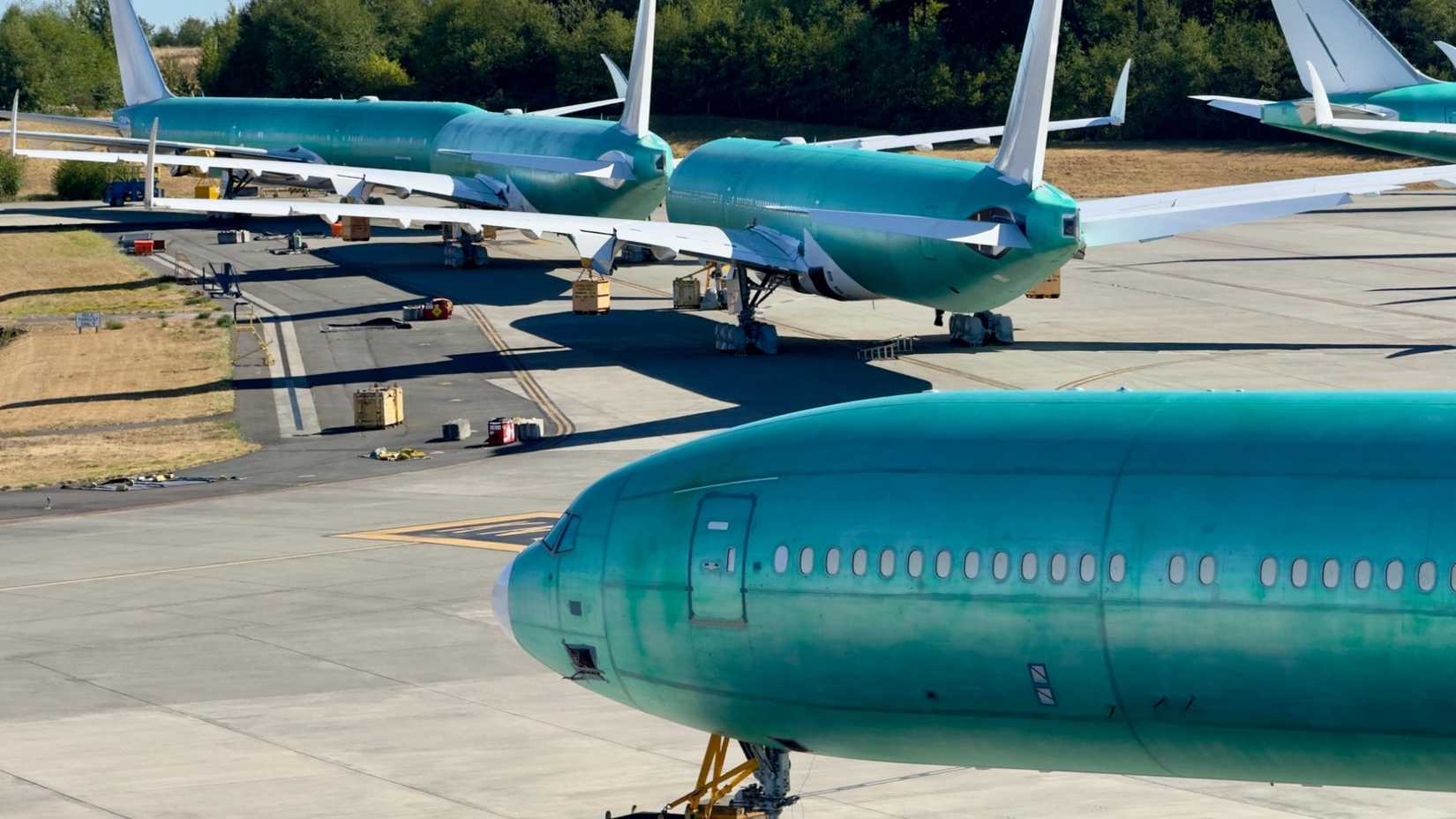 Unfinished Boeing 777X airframes in storage