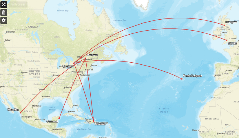 WestJet New Toronto Montreal Routes