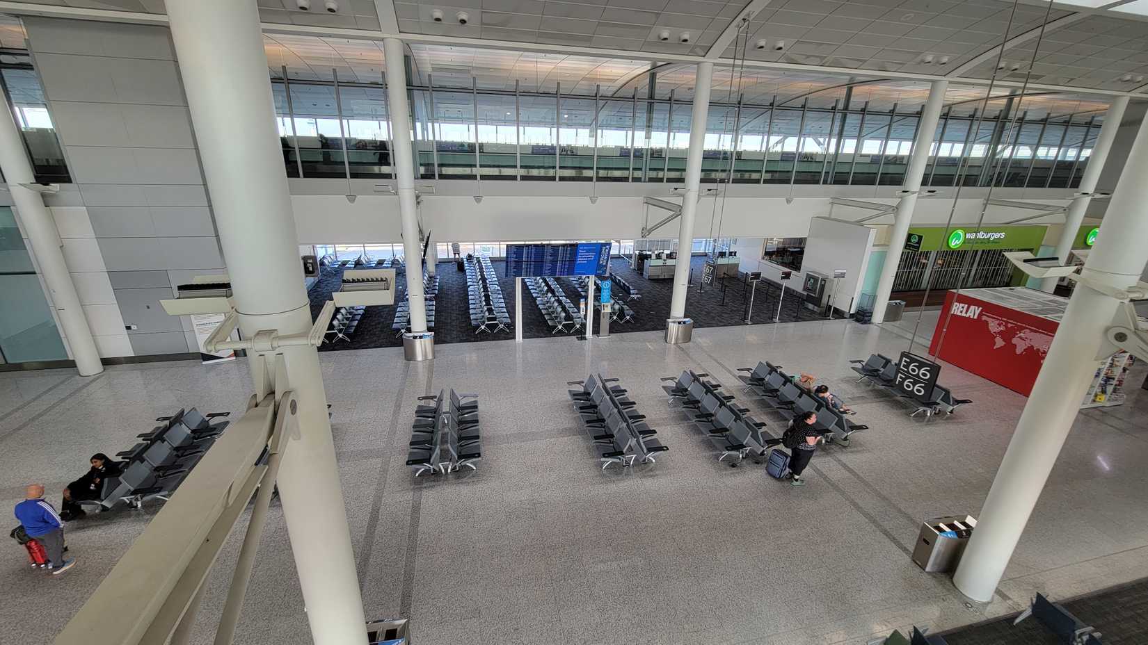 The domestic departure level at Toronto Pearson International Airport Terminal 1 had very few passengers due to Air Canada flight attendant strike.