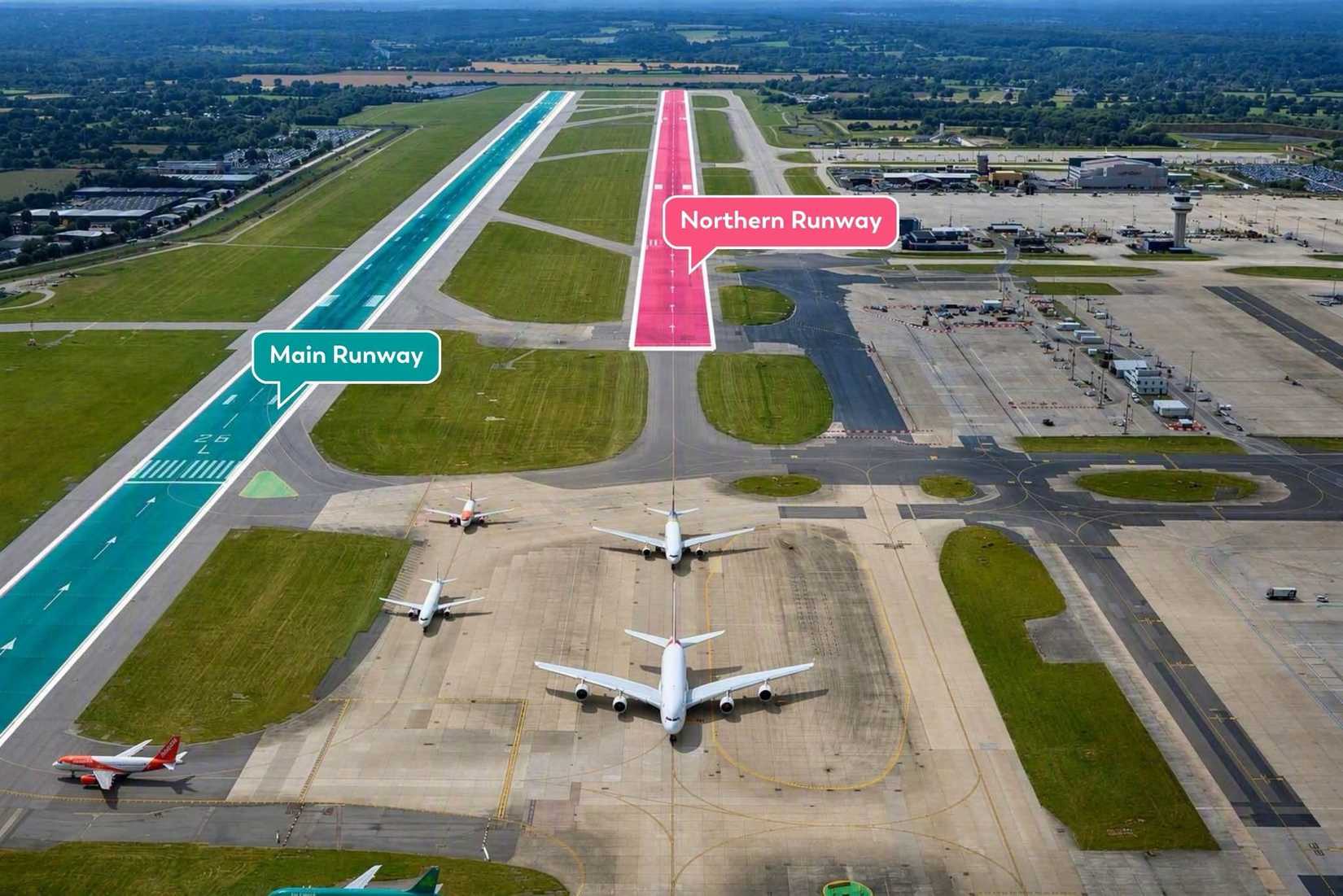 London Gatwick Airport Runways Aerial View