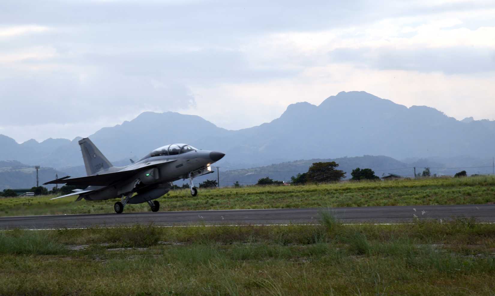 A Philippine Air Force FA-50 lands during the Bilateral Air Contingent Exchange-Philippines (BACE-P) at Cesar Basa Air Base, Philippines