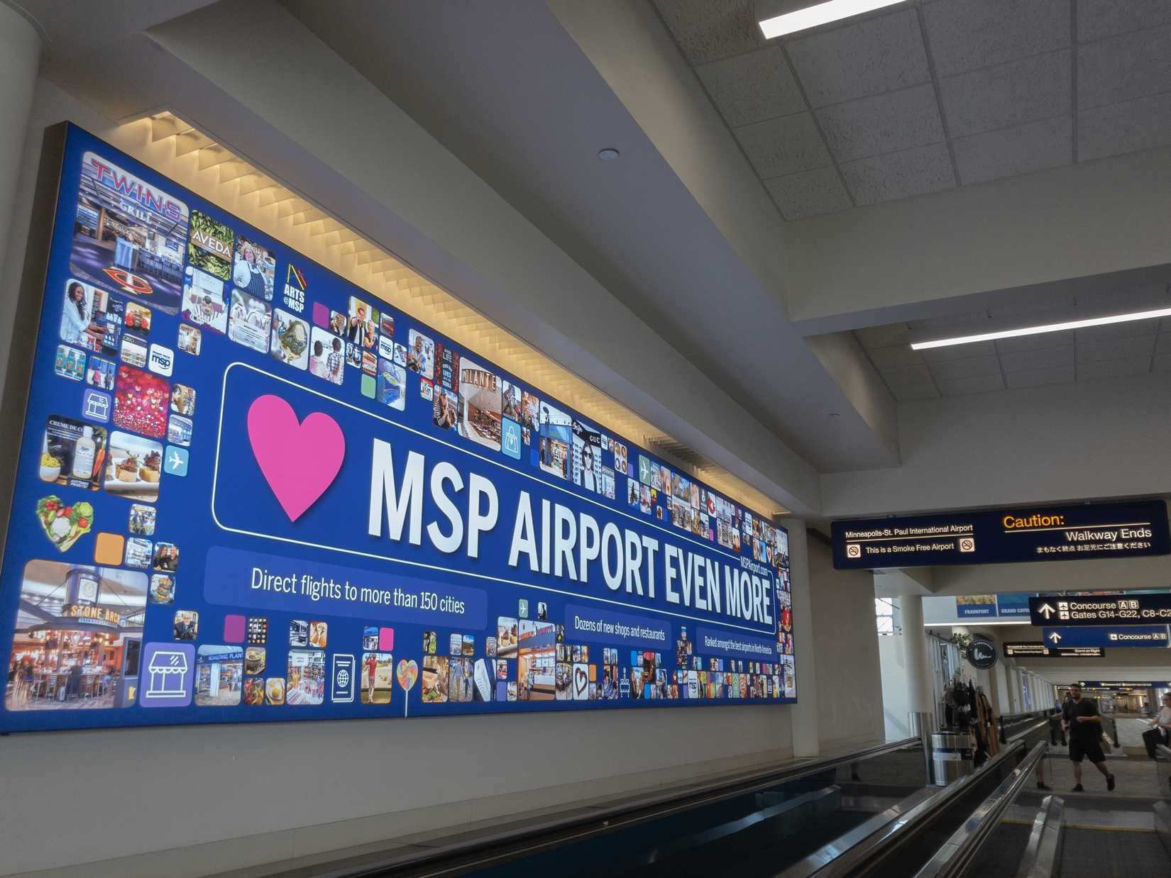 A promotional sign inside Minneapolis–Saint Paul International Airport