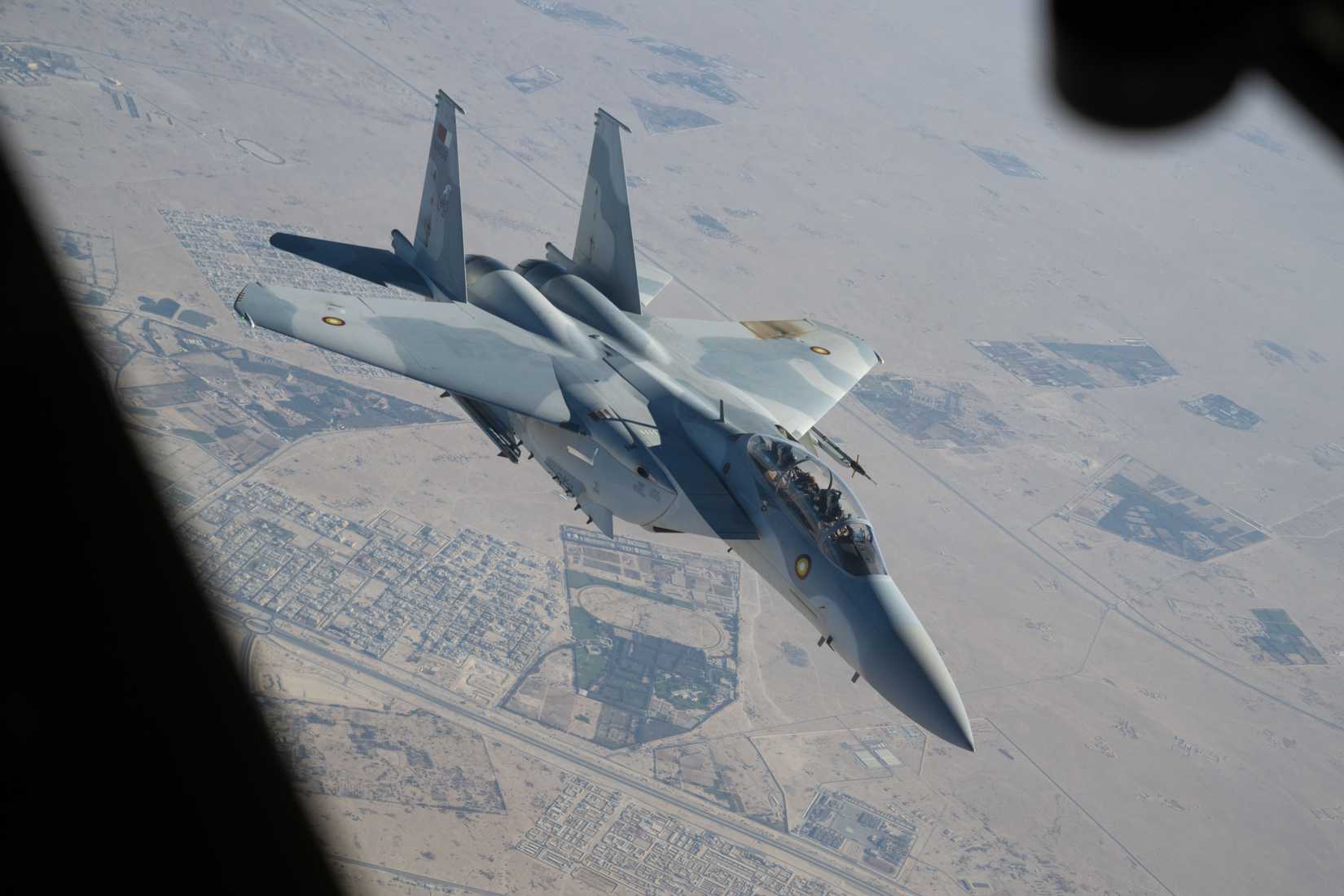 A Qatar Emiri Air Force F-15QA participating in Exercise Sky Shield 9