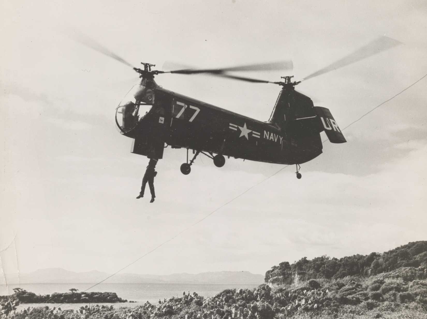 A US Navy HUP-1 retriever utility helicopter in flight