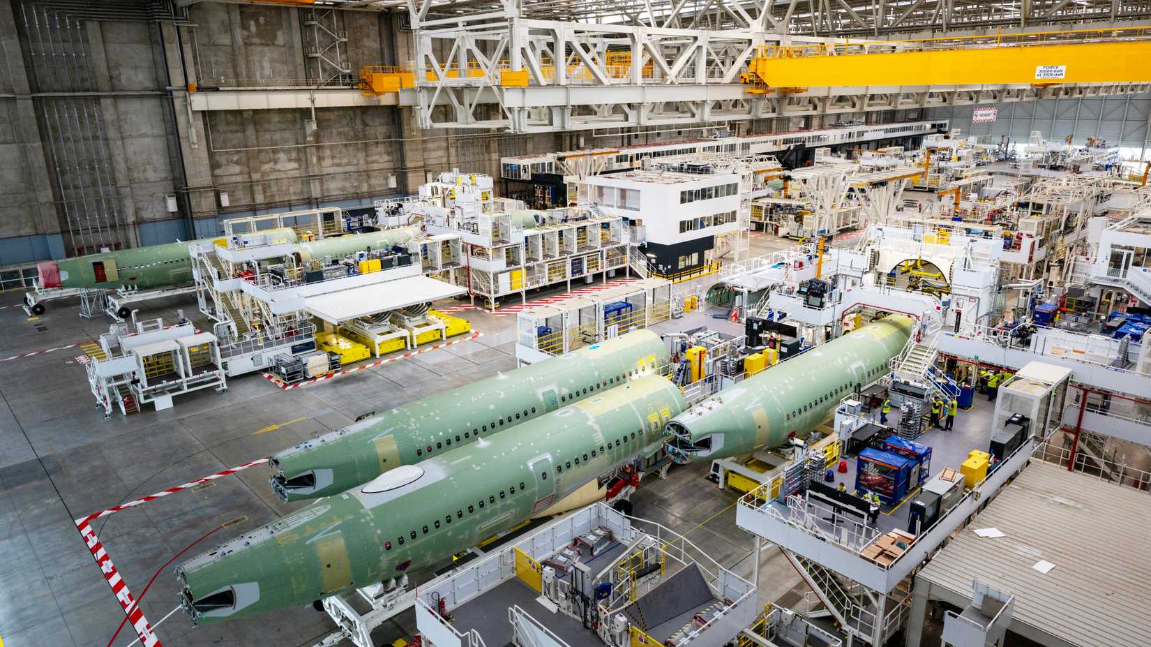Airbus A320 family final assembly line at the jean luc lagardere facility in Toulouse