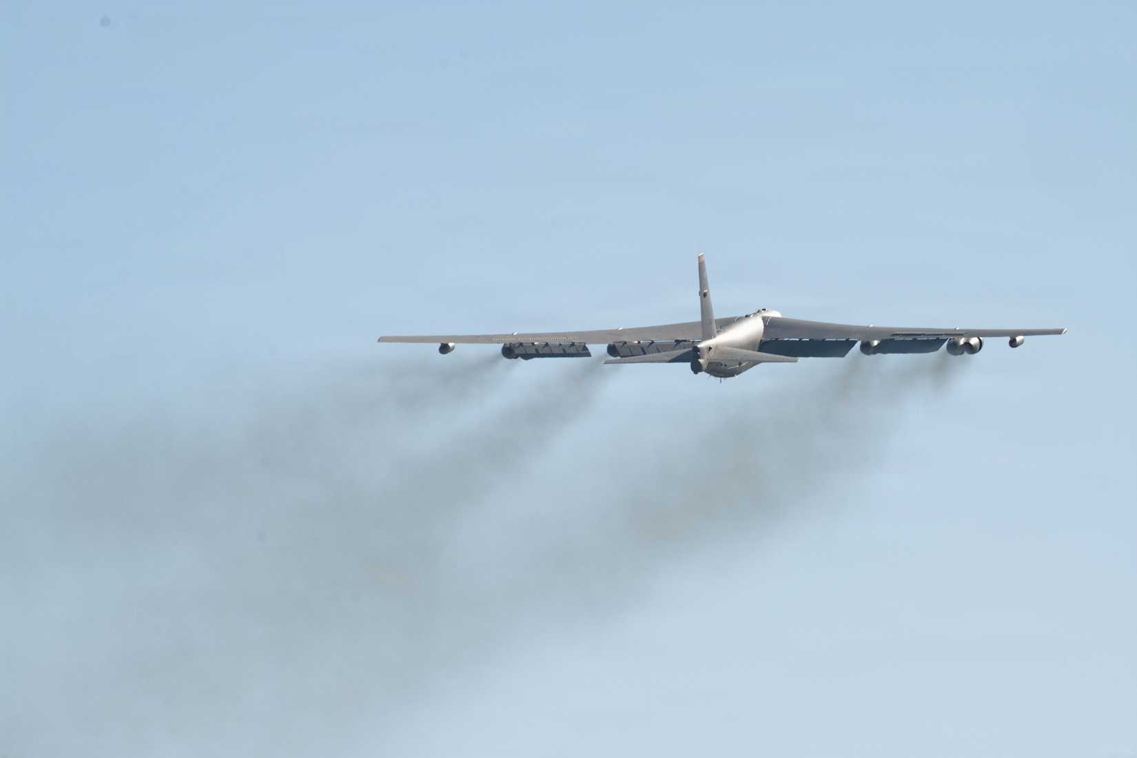 Air Force B-52 Stratofortress takes off from a base in the U.S. European Command area of responsibility