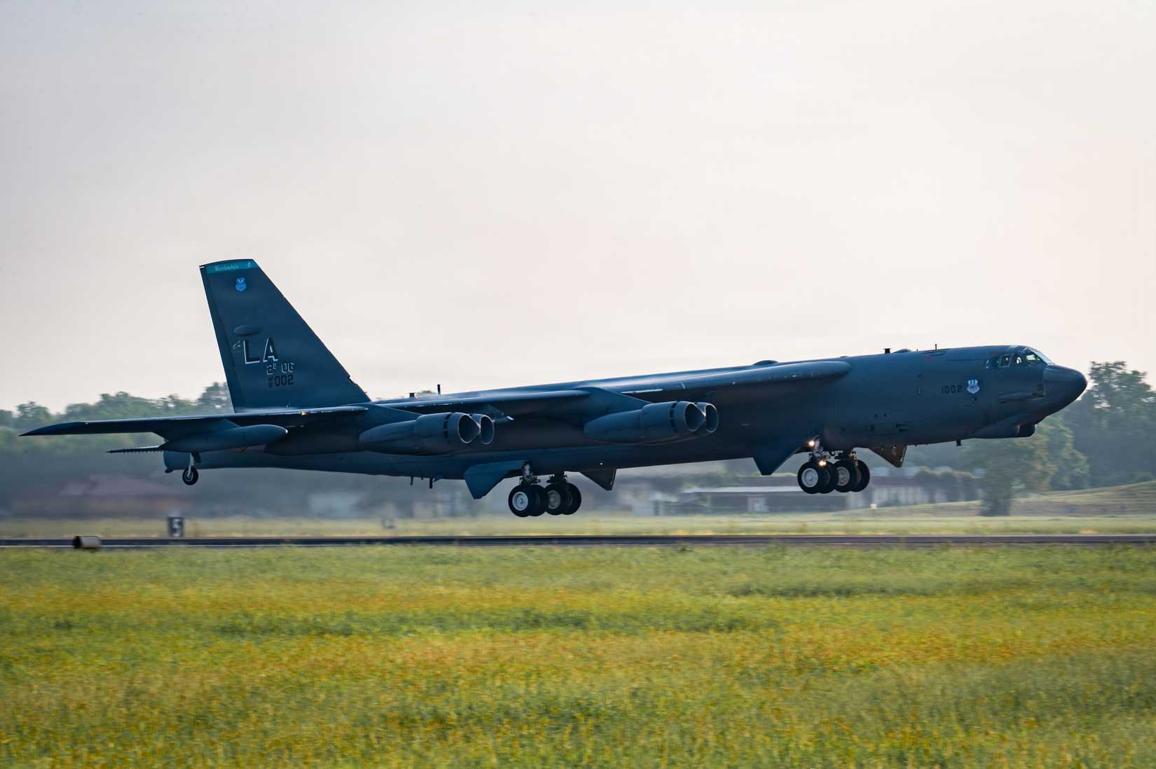 Air Force B-52H Stratofortress aircraft assigned to the 2nd Bomb Wing departs from Barksdale Air Force Base, Louisiana