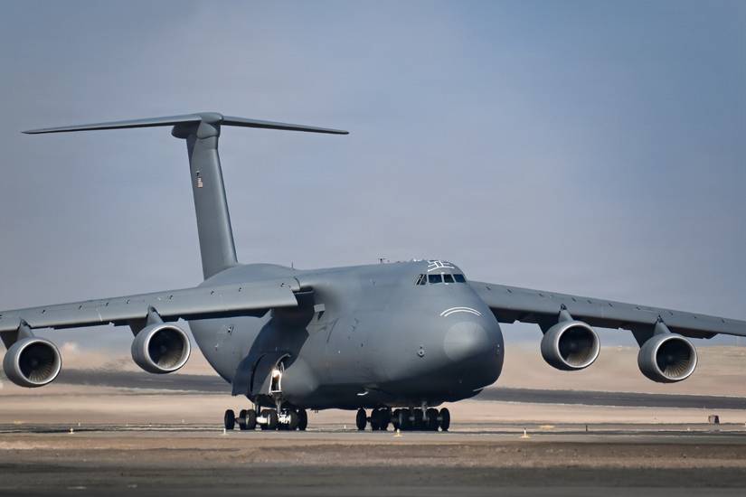 Air Force C-5M Super Galaxy lands at Cerro Moreno Air Base in Antofagasta, Chile
