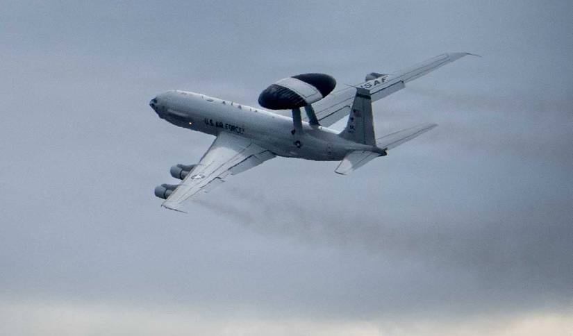 Air Force E-3 Sentry assigned to the 962nd Airborne Air Control Squadron takes off during Red Flag