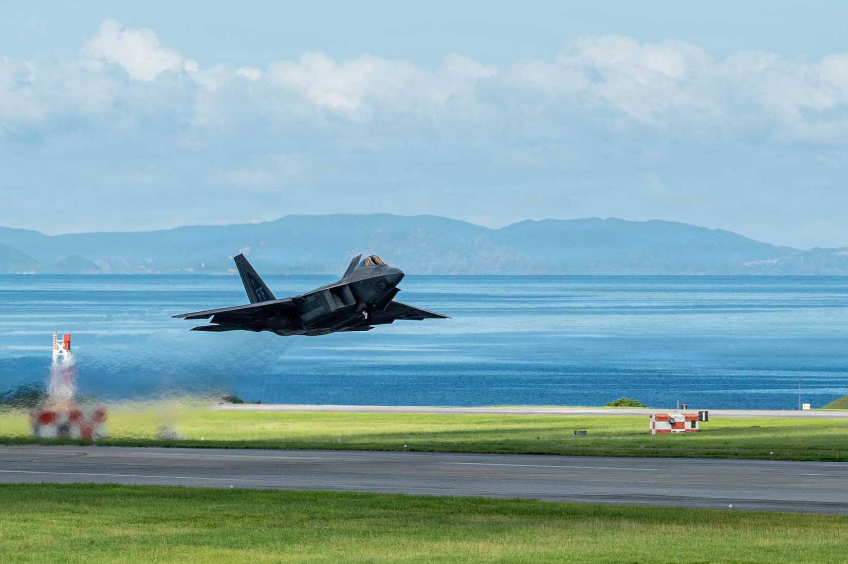 Air Force F-22 Raptor assigned to the 27th Expeditionary Fighter Squadron, deployed to Kadena Air Base